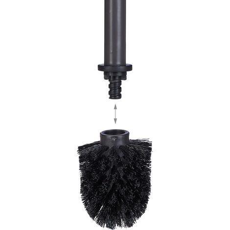 Set of 10 Relaxdays Toilet Brush Head, Loose Toilet Brushes, 9.5 mm Threads, Replacement Heads, Diameter 8 cm, Black