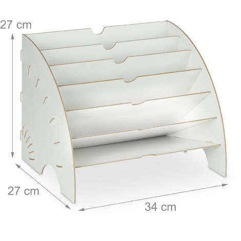 Relaxdays Desk Organiser With Document Holder, 10 Compartments, H X W X D: 27.5 X 32.5 X 25 Cm, MDF Desk Organizer, Light Brown - View #5