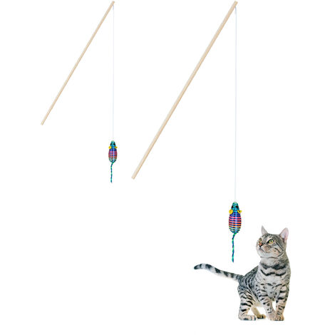 16 Pcs Funny Cat Toy Spring Cat Toys Fishing Pole Cat Toy Adhesive Teaser  Wand Cat Chasing Toys Hanging Rope Exerciser Cat Wand Pet Toy Cat Teaser