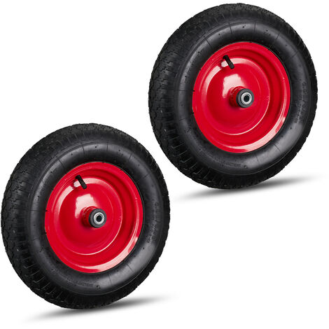 Set Of 2 Relaxdays Wheelbarrow Wheels 4.80 4.00-8, Pneumatic, Steel, 3 - View #2