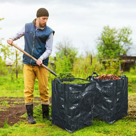 Relaxdays Set of 4 Garden Waste Bags 200 L Waterproof Folding