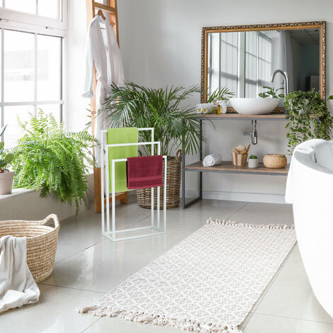 Relaxdays handdoekenrek, 2 stangen, staand, badkamer, metaal Relaxdays handdoekenrek, 2 stangen, staand, badkamer, metaal