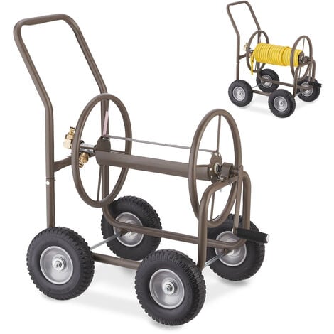 Relaxdays Hose Trolley, Up to 60 Meters, 4 Rubber Wheels, H x W x