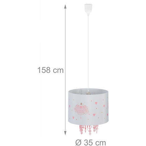 Relaxdays Kids Light Fixture, Lampshade with Ballerina, HxD: 158 x
