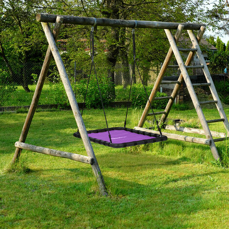 Relaxdays Nest Swing - 90cm Round Hanging Swing For Kids & Adults, 100kg Capacity, Height Adjustable (Black/Blue)