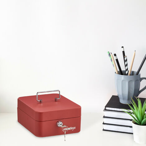 Relaxdays Cash Box, Lockable, Coin Counter Tray, Steel, 2 Keys, Change & Notes, 9 X 30.5 X 23.5 Cm, Grey - View #5