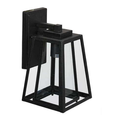 Relaxdays Outside Light, Wall Mount, Metal and Glass, Front Door, E27 Socket, Outdoor, Indoor, Security, Classic, Black