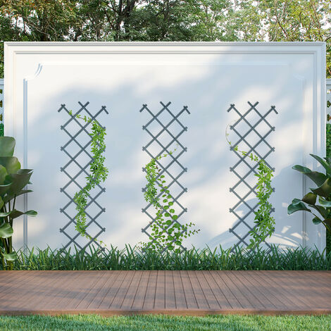 Relaxdays trellis uitschuifbaar, set van 3, 180x60 cm, hout