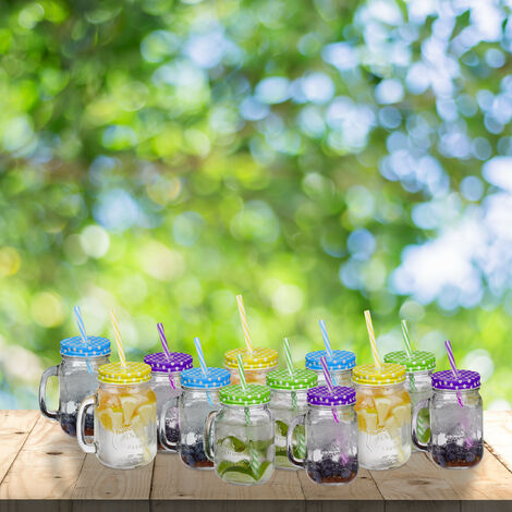 500 ML Transparent Mason Jars with straws