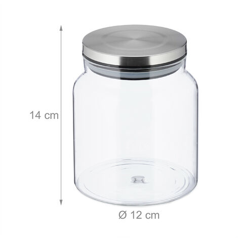 Relaxdays Set Of Storage Jars Ml Steel Airtight Lids Dry Food Storage Glass Hxd