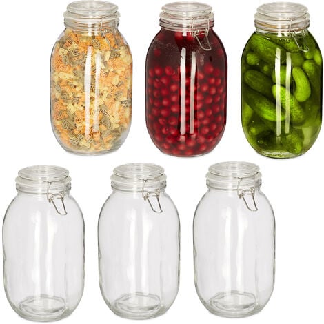 Large Glass Storage Jar 3 Litre Airtight Food Preservation Jar With Clip  Top Lid