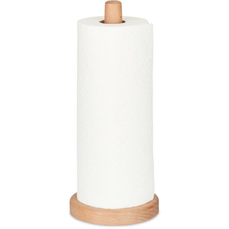 Relaxdays Kitchen Roll Holder Standing, Beech Wood, Paper Towels ...