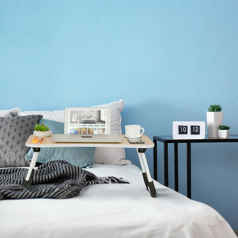 Relaxdays Tavolino Pieghevole Per Laptop - Da Letto E Divano, 63x40x26 Cm, MDF E Ferro, Nero, Carico 20kg