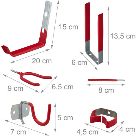 Relaxdays, Set Of 12 Wall Hooks Garage Garden Tool Holder Steel - View #14