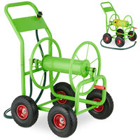 Relaxdays Hose Cart, Tap Connector, Trolley for Hosepipe up to 80 m, Black  Pneumatic Tyres, Reel