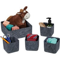 Relaxdays Drawer Organiser, 5-Piece Storage Baskets for Cabinet, Wardrobe,  Drawer etc., Made of Felt, 2