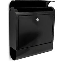Relaxdays Black Iron Mailbox Letterbox With Newspaper Roll Holder 38 x 41.5 x 12 cm Wall Post Box Postbox Dark