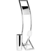 Relaxdays CURVY Toilet Butler, Size: 81 x 17 x 30 cm Toilet Brush and Holder made of Metal in Stainless Steel Look with Toilet Paper Roll Holder, Freestanding Set, Silver