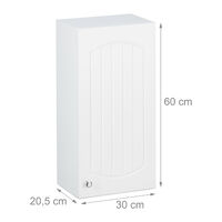 Relaxdays Bathroom Hanging Cabinet Wall Cupboard with 2 Shelves for the Bathroom, MDF, H x W x D: 60 x 30 x 20.5cm, White