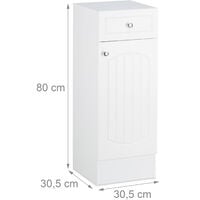 80 x 30.5 x 30.5cm MDF Bathroom Standing Cabinet Cupboard with Drawer for the Bathroom White