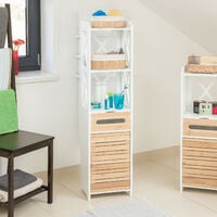 Relaxdays Large Cabinet with 6 Shelves, Multipurpose for Bathroom or Kitchen, Narrow Shelving Cupboard for Corners, White