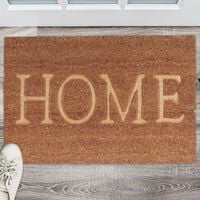Relaxdays Home Coir Doormat, HxWxD: 1.5 x 60 x 40 cm, Non-Slip, for Indoors and Outdoors, Coconut Fibre, PVC, Natural