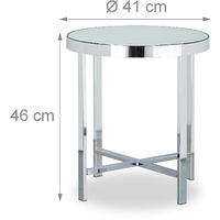 HxWxD: 46 x 41 x 41 cm Couch Table Silver Side Table Relaxdays Coffee Table Hardened Frosted Glass Steel 