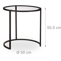 Relaxdays Nesting Tables Set of 2, Coffee Table with Glass Top, Compact Storage, HWD 50.5x50x50 cm, Black
