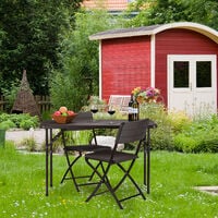 Relaxdays Garden Table, Wooden Look, Rectangular Folding Table, Plastic; metal, Balcony, H x W x D 74 x 120 x 60 cm, Brown