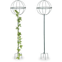 Relaxdays Trellis Set of 2, Freestanding, Flowerbed, Potted Plants, Weatherproof, 157 cm, Dark Green