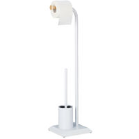 Relaxdays WC Set, Freestanding Toilet Paper Holder, Toilet Brush with Stand, HWD: 78 x 20 x 20 cm, White