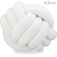 Relaxdays Knot Pillow, Knotted Tie Cushion for Sofa, Decorative, Nordic/Celtic, Braid Knot Pillow, Ø 25 cm, White