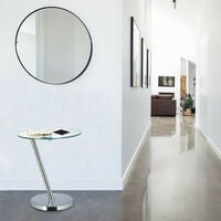 Relaxdays Coffee Table Glas and Chrome, Round Side Table for Coffee Tea, End table Garden, H x W x D: 52 x 45 x 45 cm, Silver