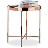Relaxdays Copper Side Table, Mirrored Glass, End Table, Elegant, Modern, HxWxD: 46 x 42 x 42 cm, Copper