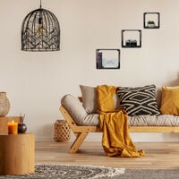 Relaxdays Cube Wall Shelf Set of 3, Living Room, Modern Grid Design, Square Bookcases, Metal, 15 cm Deep, Black
