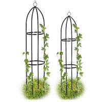 Relaxdays Trellis Tower Set of 2, Freestanding, Growth Support For Roses, Climbing Plants, Weatherproof, H: 139 x 149 cm, Black
