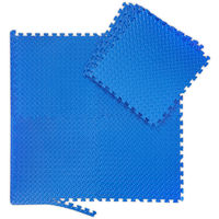 Relaxdays Floor Mat, 8 Protective Mats For Sports & Fitness Equipment, Bordered, EVA, Surface 3 m², WxD 60x60 cm, Blue