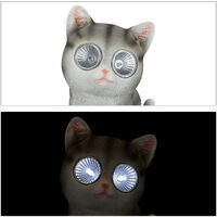 Relaxdays Cat Garden Ornament, Outdoor Sculpture, LED, Solar, Deco for Lawn & Home, HxWxD 23 x 12 x 14 cm, Gray