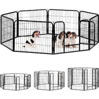 Relaxdays Whelping Pen for Small Dogs, Puppies, Pets, Sturdy Indoor Playpen, HxWxD: 60.5 x 76.5 x 235 cm, Black