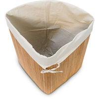 Relaxdays Bamboo Corner Laundry Basket, 65 x 49.5 x 37 cm, 64L, Folding Hamper with Laundry Sack, Natural Brown