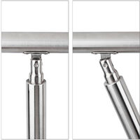 Relaxdays Stainless Steel Handrail Set, for Indoors and Outdoors, Bannister, 1.5 m Long, 2 Posts, No Crossbars, Silver