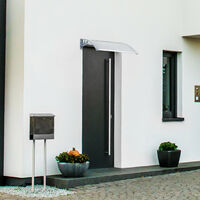 Relaxdays Front Door or Window Canopy, Plastic, Aluminium, Size: 80 x 60 cm, Arched Awning, Transparent