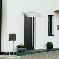 Relaxdays Front Door or Window Canopy, Plastic, Aluminium, Size: 100 x 80 cm, Arched Awning, Transparent