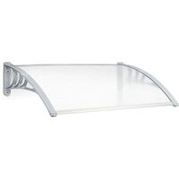 Relaxdays Front Door or Window Canopy, Plastic, Aluminium, Size: 150 x 100 cm, Arched Awning, Transparent