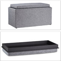 Relaxdays Storage Bench, HxWxD: 42.5 x 78 x 40 cm, Footrest, Padded Seat, Storage Box, Fabric-Look, Dark Grey