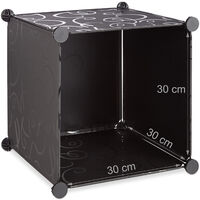 Standing Shelf with 9 Compartments 95 x 95 x 35 cm Plastic Divider Relaxdays Shelving System with Doors Black