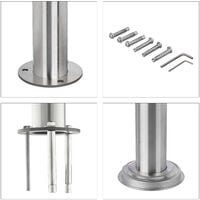 Relaxdays Stainless Steel Handrail for In- and Outdoor Use, 80 x 90 cm, With Wall Fittings and Metal Plugs, Silver