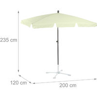 Rectangular Parasol, 200 x 120 cm Garden Beach & Balcony Umbrella with Titling Feature, Pale Yellow