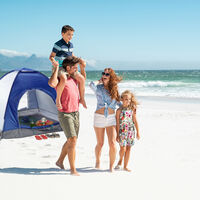 Relaxdays Pop-Up Camping Tent, H x W x D: 135 x 200 x 200 cm, Waterproof Instant Tent, Small, Compact, UV 50+, Blue