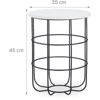 Relaxdays Round Metal Frame Side Table, Decorative Living Room Coffee Table, 45 cm Height, Black-White